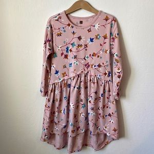 Tea Collection pink floral long sleeve dress size 6